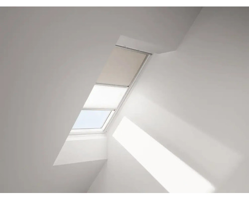 VELUX Advantage Set: Verduisterend rolgordijn, lichtbeige, en plisségordijn, wit, handmatig, aluminium frame, DFD C02 1085S