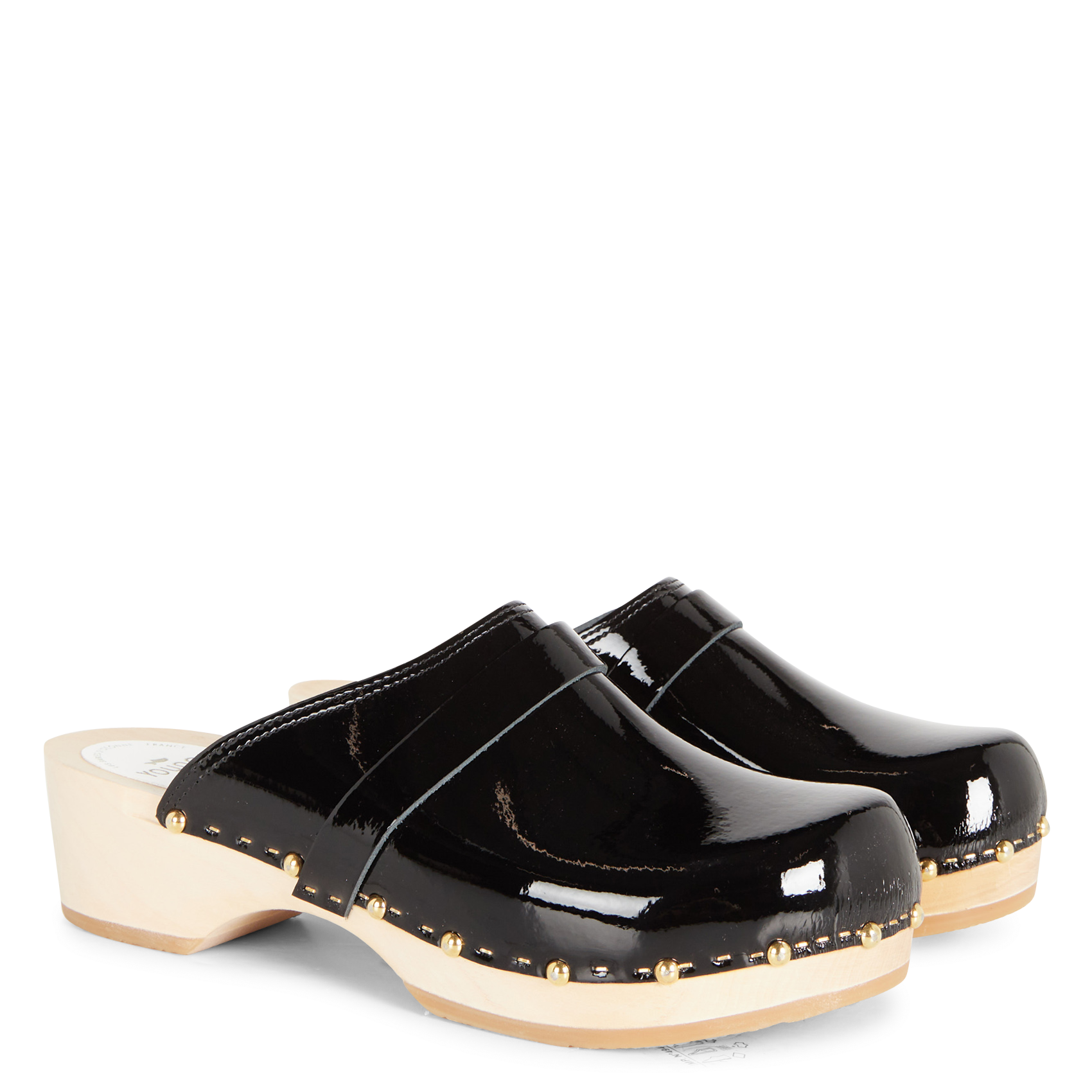 YREN ROCK - Sabots en cuir vernis| Noir