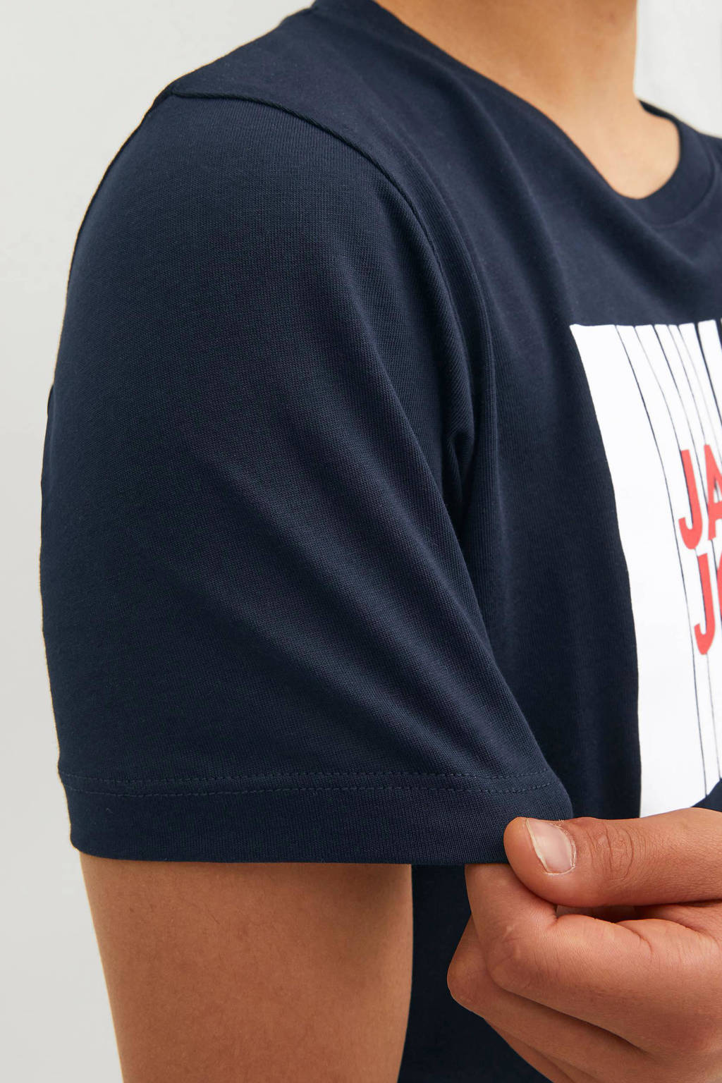 JACK & JONES T-shirt JJECORP van katoen donkerblauw