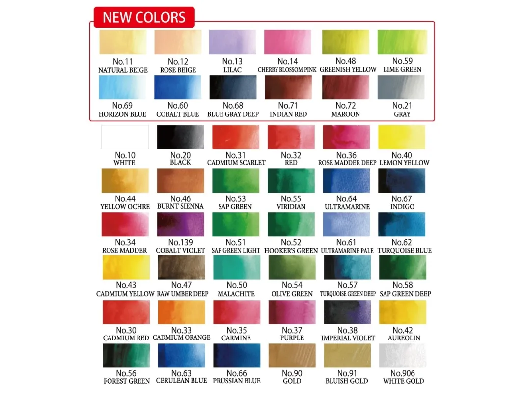 Gansai Tambi Aquarel akvarelfarver, 48 farver