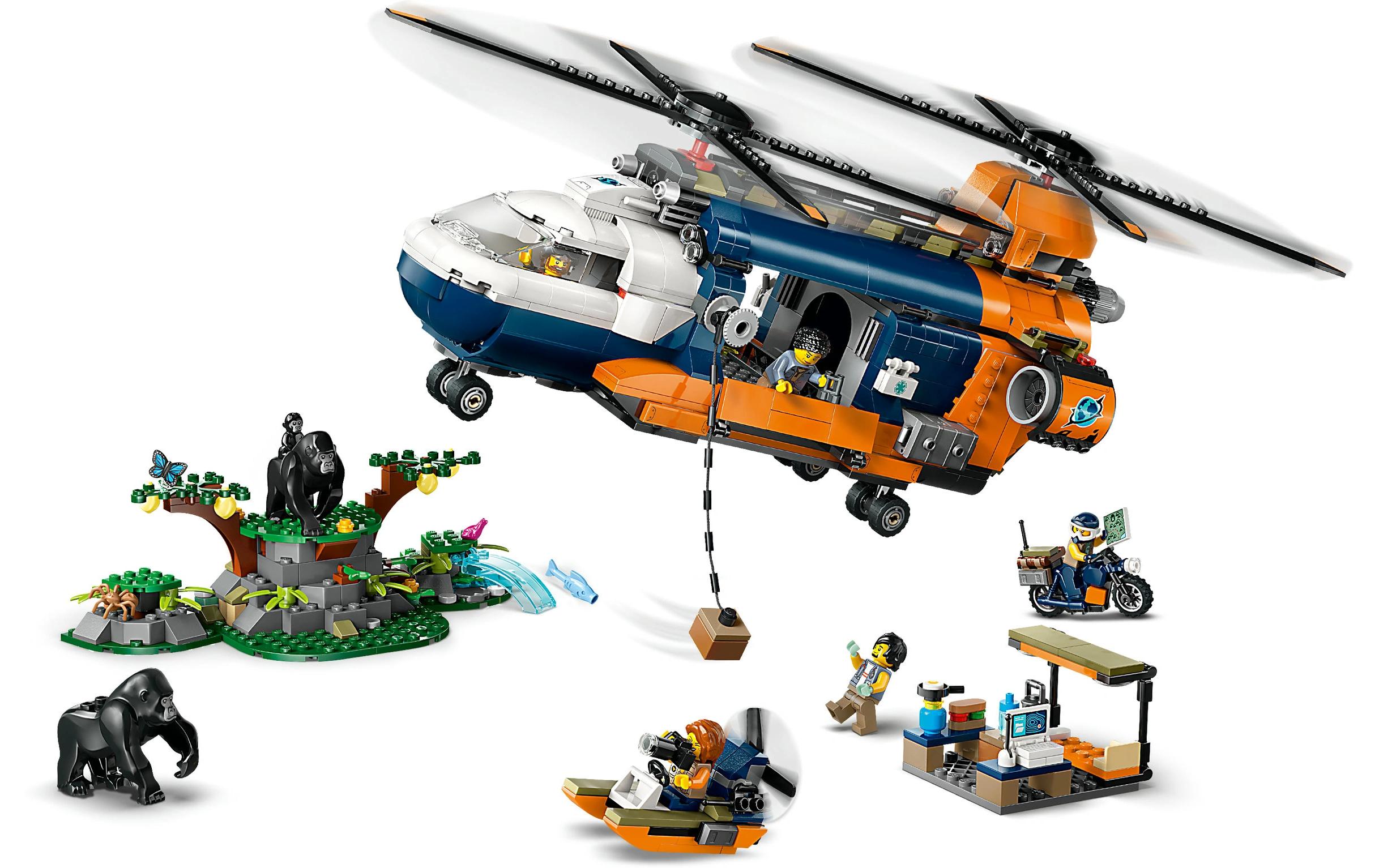 City Dschungelforscher-Hubschrauber 60437Spielset mit detailgetreuem Tandemhubschrauber