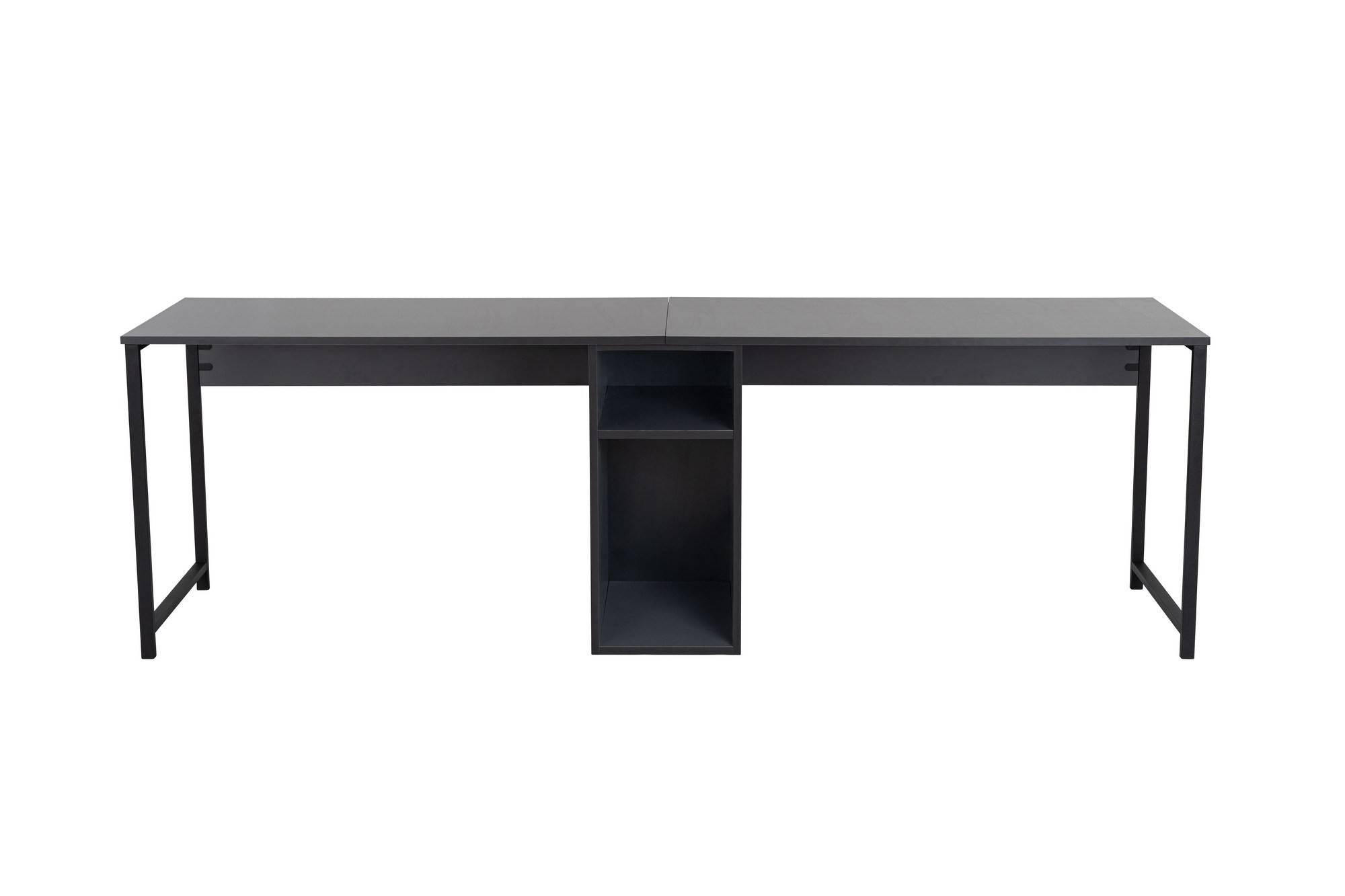 Giga Meubel - Bureau Antraciet Hout - 240x60x74cm - Twin
