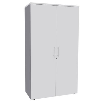 Armoire haute IDRA/DUAL - H180 x L80 x P47 - 2 portes - Corps alu - Portes et dessus Blanc perle
