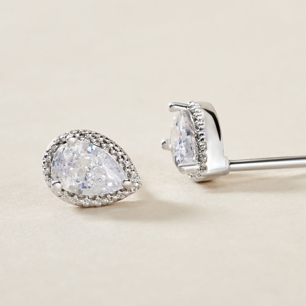 Boucles D'oreilles Puces Codie Argent Blanc Oxyde De Zirconium