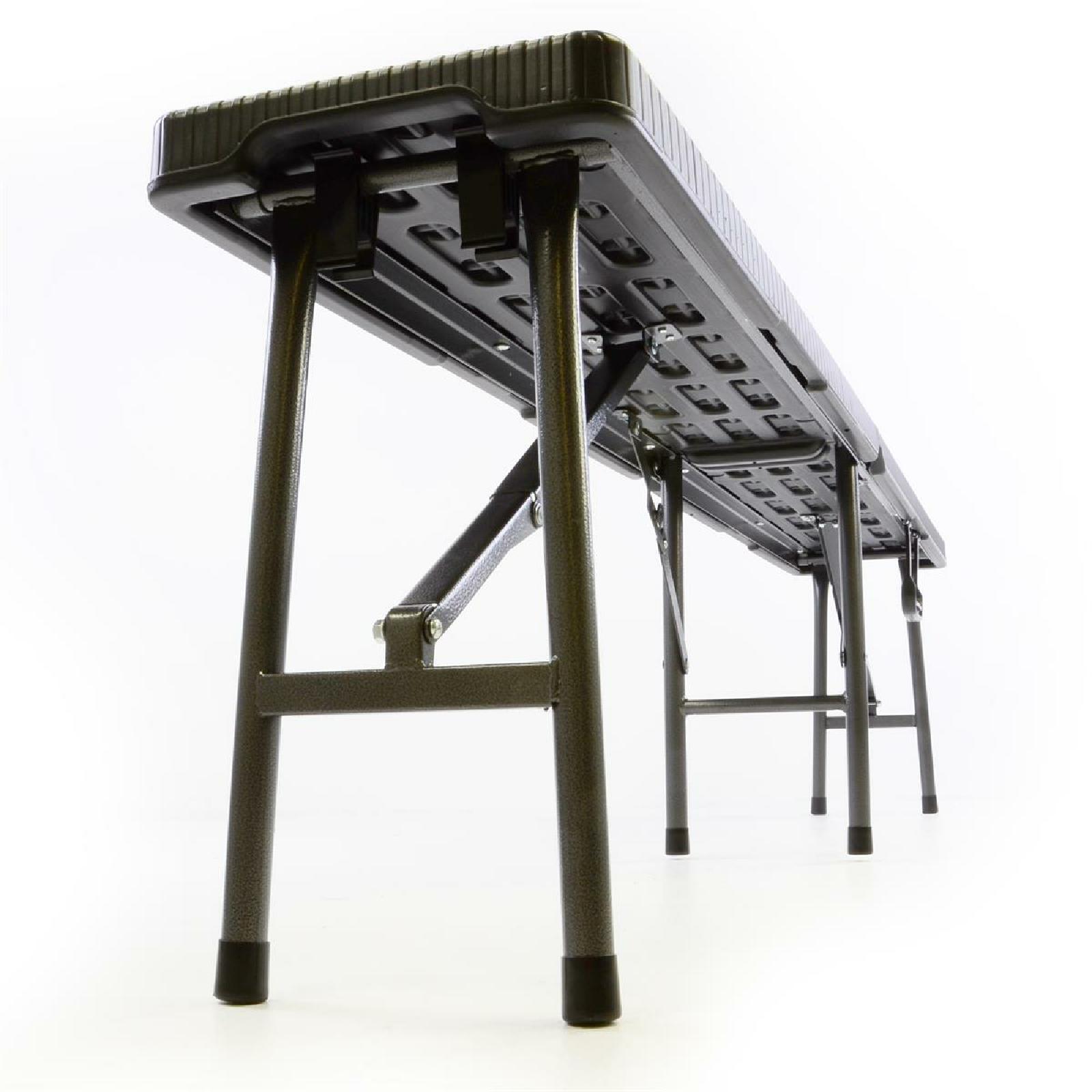 VCM 3-tlg. Gartengarnitur 1 Tisch 2 Bänke klappbar Rattan-Optik Bierzeltgarnitur Set 180 cm