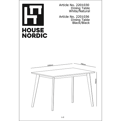Pinto spisebord - hvid og træ