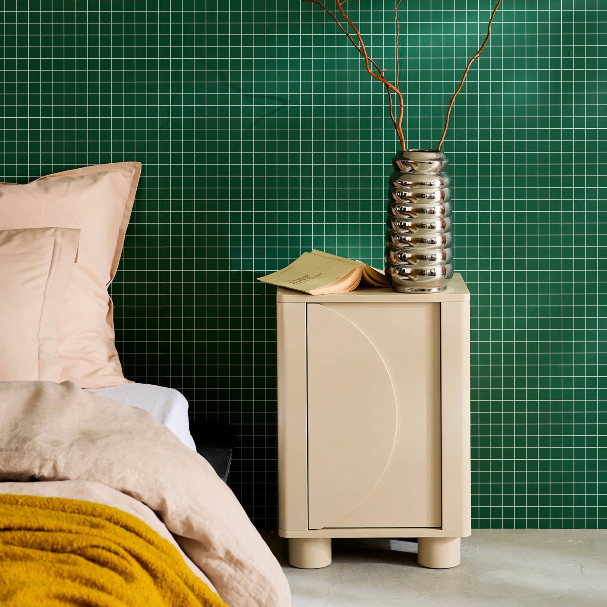 sweeek - Nachtkastjes houtdecor 1 omkeerbare deur (set van 2)