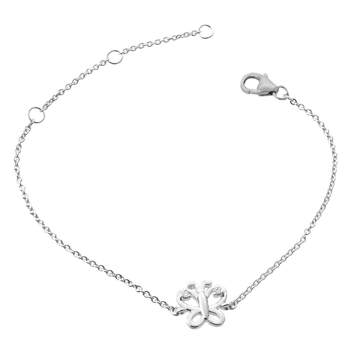 Bracelet papillon oxydes de zirconium sur les ailes Argent 925 Rhodié