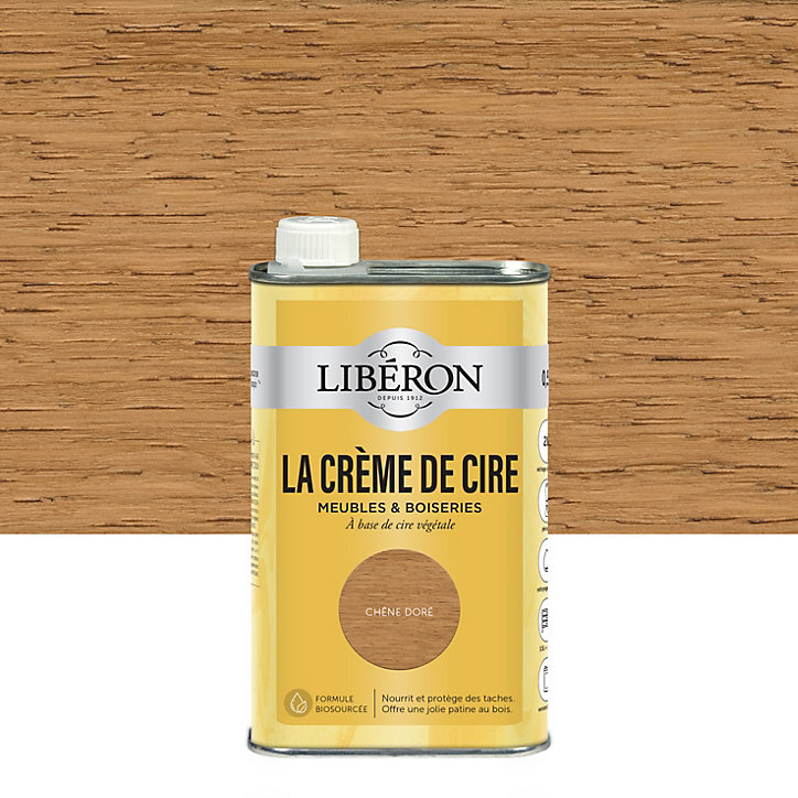 Crème de cire meubles et boiseries liquide Libéron chêne doré 500ml