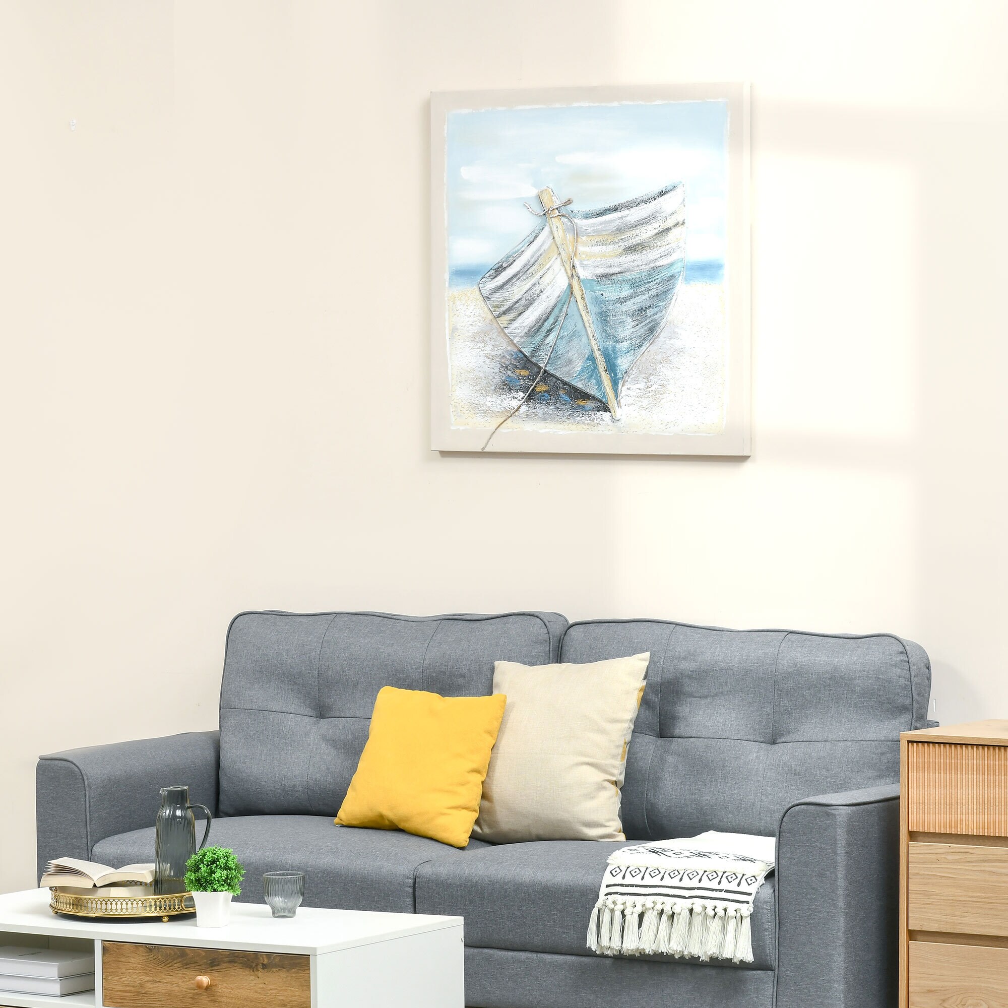 HOMCOM Wandbild mit Kieferholzrahmen bunt 80L x 80B x 2,8H cm