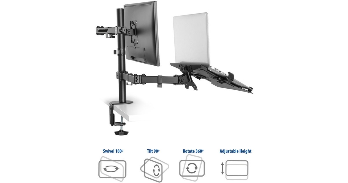 ACT ConnectivityMonitorarm met laptophouder, 1 scherm bevestiging  (Zwart)
