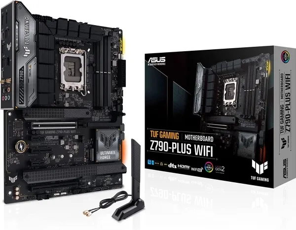 ASUS TUF GAMING Z790-PLUS WIFI - Bundkort - ATX - LGA1700 sokkel - Z790 Chipset - USB4, USB-C 3.2 Gen 2x2, USB-C 3.2 Gen2, USB 3.2 Gen 2, USB 3.2 Gen 1 - 2.5 Gigabit LAN, Wi-Fi 6E, Bluetooth - onboard grafik (CPU påkrævet) - HD Audio (8-kanaler)