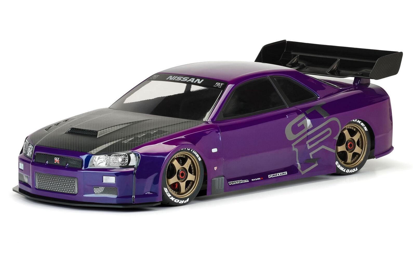 Karosserie Nissan Skyline GT-R R34 unlackiert, 1:7<br>Nissan Skyline Karosserie passend zu Arrma Felony & Infraction