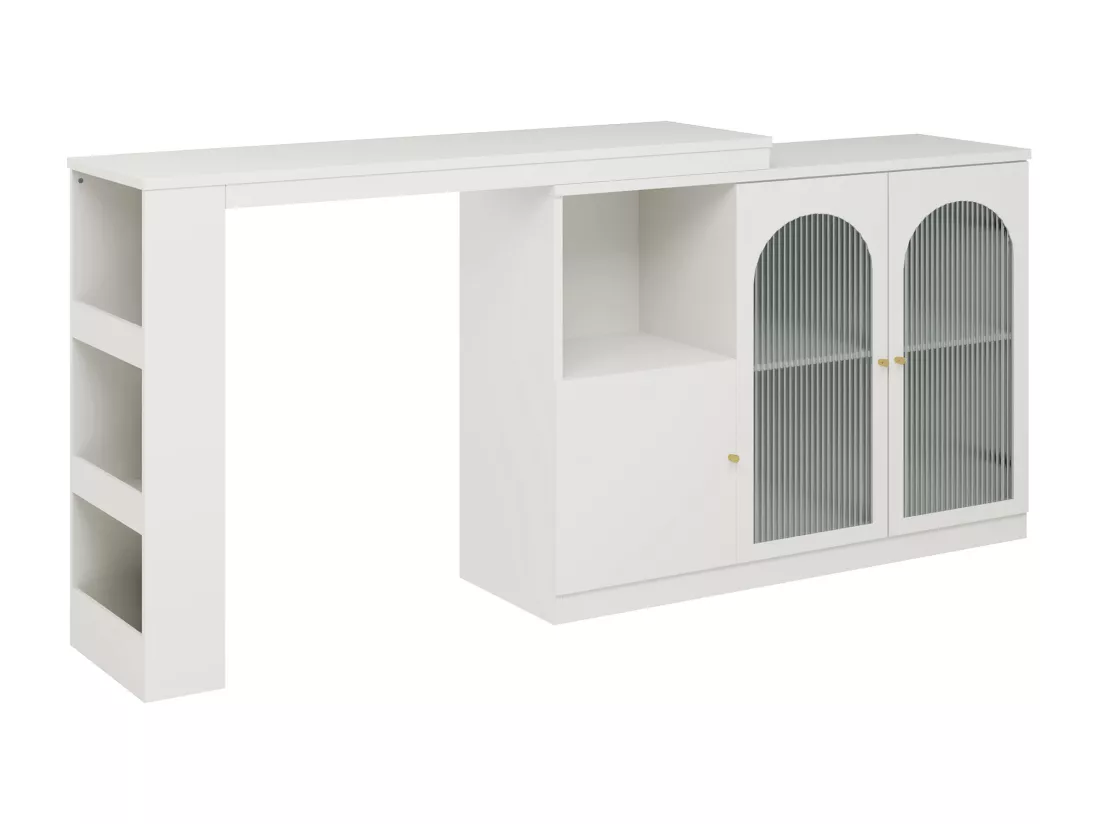 Buffet、Meuble de bar rotatif en MDF - grand espace de rangement - style contemporain - Blanc