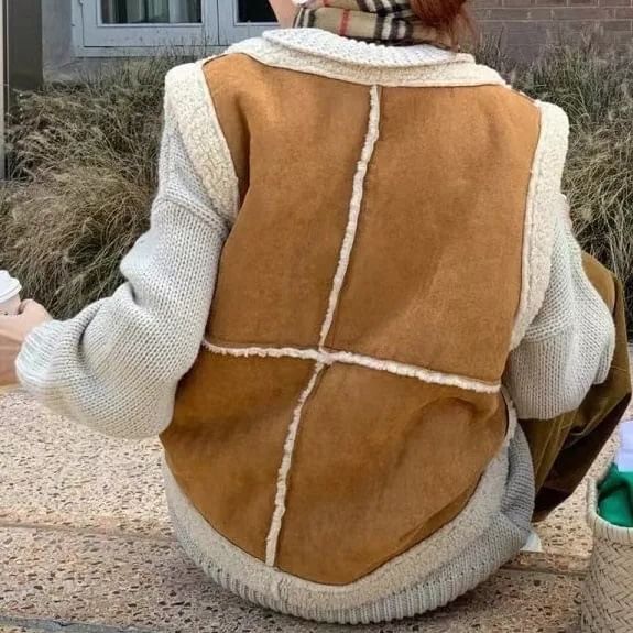Acoustic Rain - Omkeerbaar kraagloos fleece gevoerd enkelrijs vest