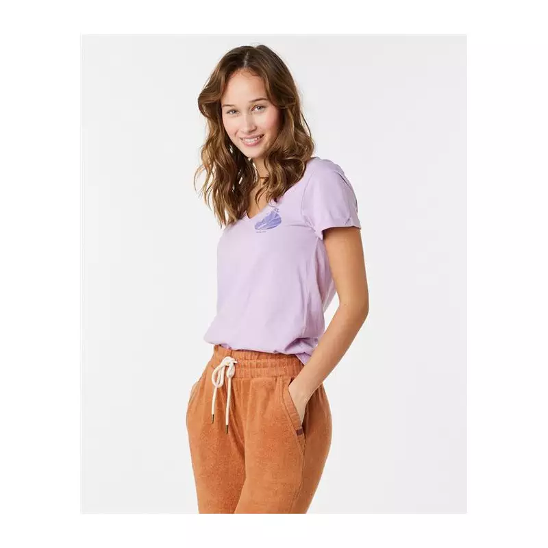 Teeshirt femme RIPCURL Re-Entry V Neck Tee Lilac