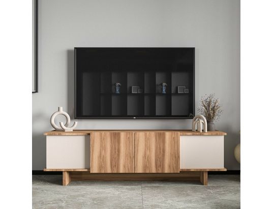 CONCEPT1 - Meuble TV Diana beige noyer 180 x 33 x h50 cm