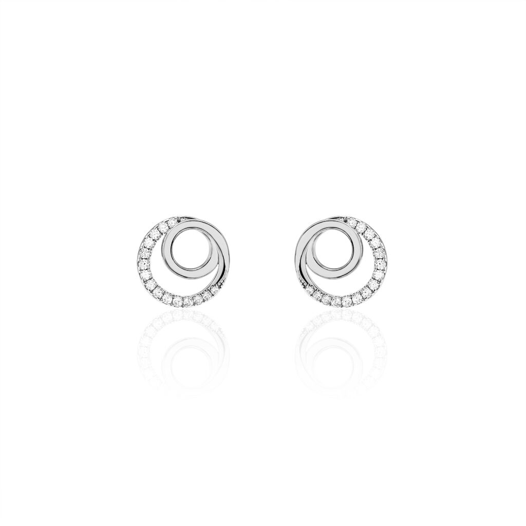 Boucles D'oreilles Puces Eliseum Argent Blanc Oxyde De Zirconium