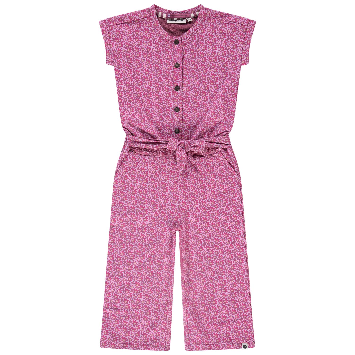 Stains & Stories peuter jumpsuit korte mouwen all over print paars