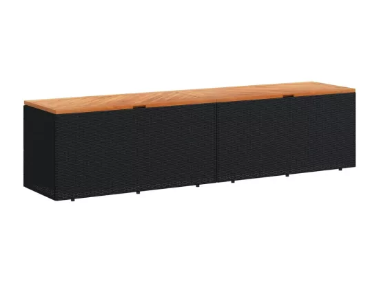 Prolenta Premium - Boîte de rangement de jardin noir résine tressée bois d'acacia