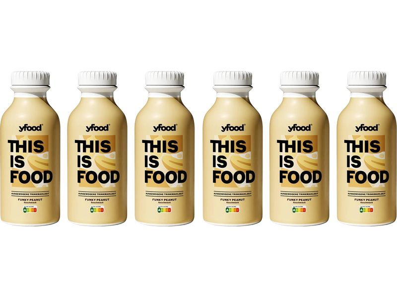 YFOOD Trinkmahlzeit Funky Peanut 6 x 500 ml Trinkmahlzeit mit Proteinen, Vitaminen & Mineralstoffen