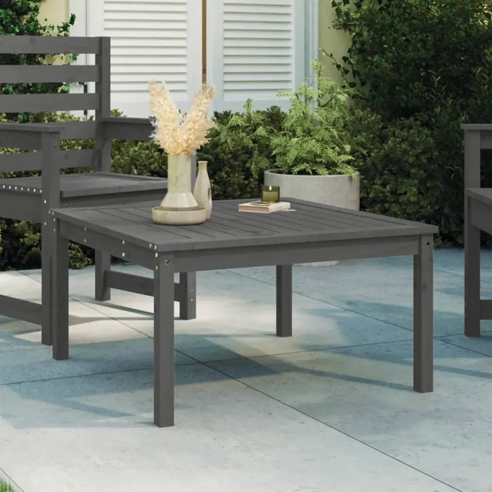 vidaXL - Loungetafel - Grijs - Massief grenenhout - 82,5x82,5x45 cm