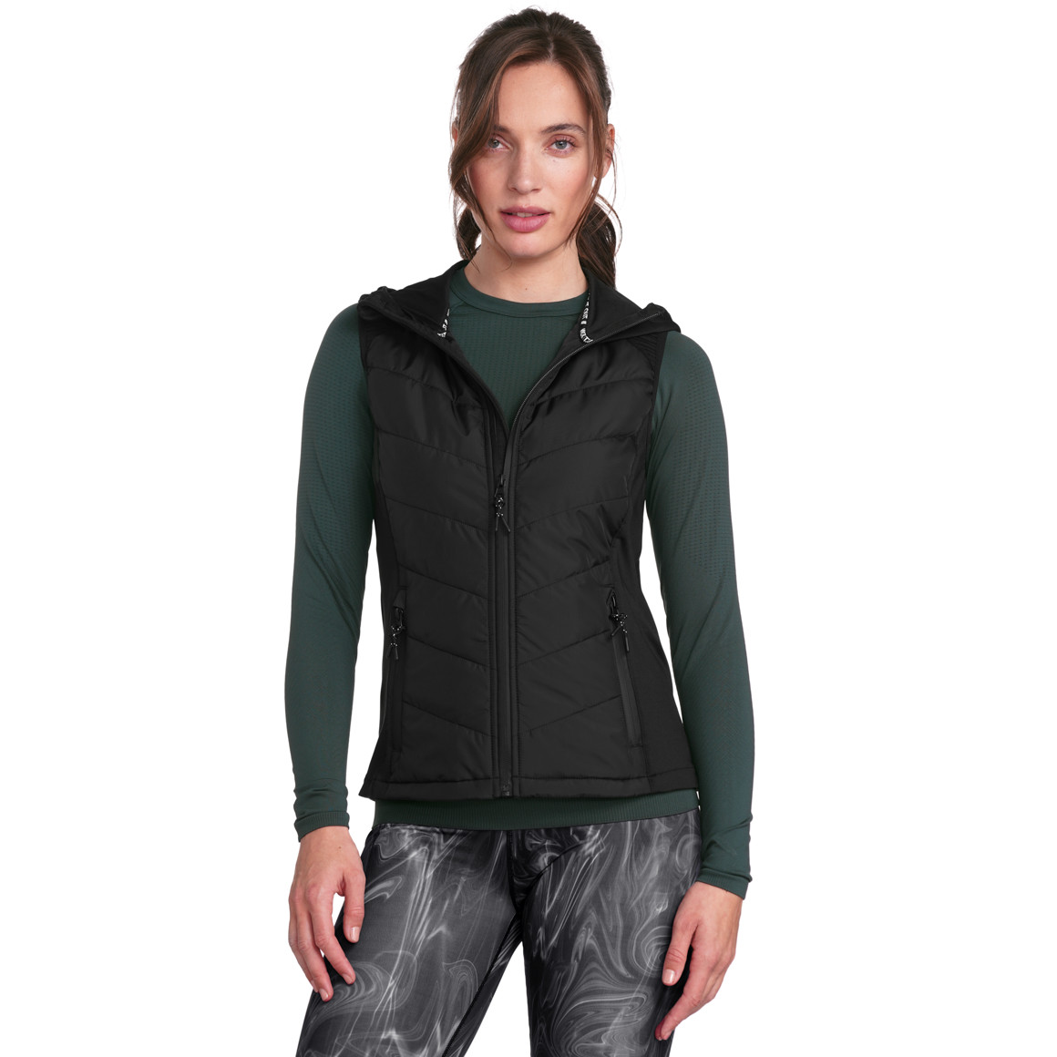Gina Sports Damen Sport-Weste mit Kapuze schwarz