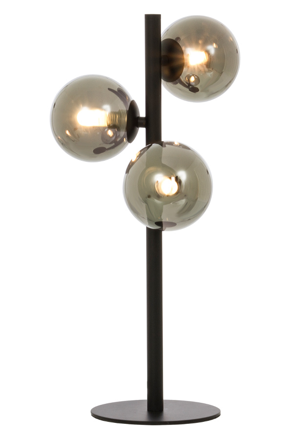 Molekyl bordlampe Sort metall med sotet glass.