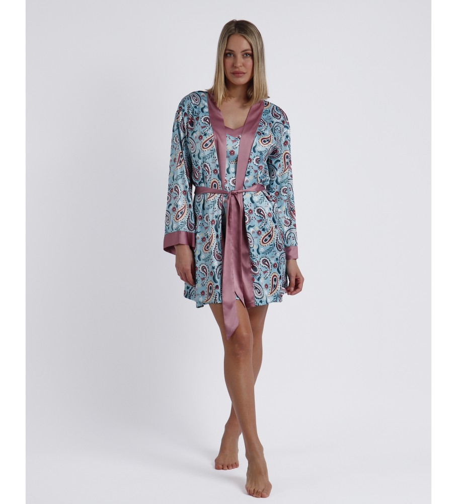 Robe de noiva azul com estampa paisley da Admas Water