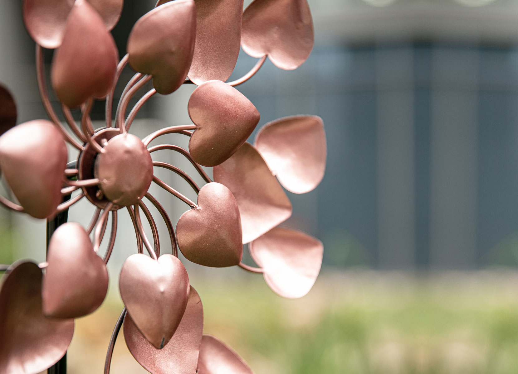 Windmühle Herzen aus Metall 30x76-106x15cm Rosé