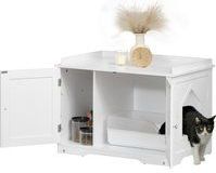 PawHut - Kattenbak - Wit - Met Magnetische Deuren - 86 x 48 x 52 cm