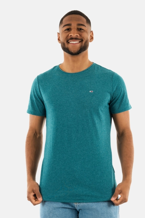 Tee shirt tommy jeans slim jaspe c neck ct0 timeless teal