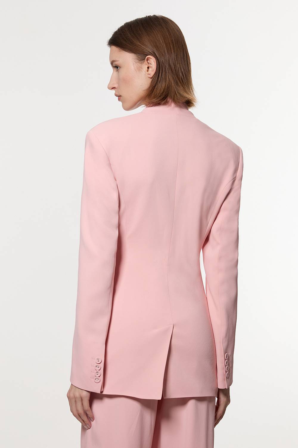 KarenMillen Blazer Tailleur en Viscose Stretch Compact à Col Cravate