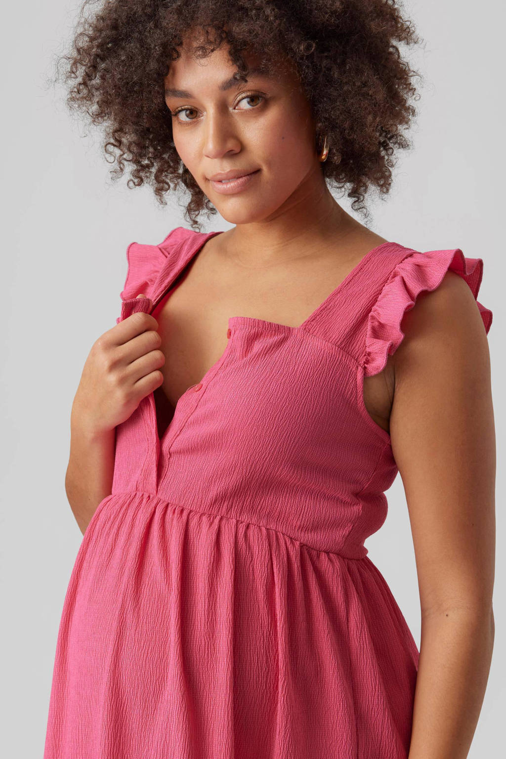 MAMALICIOUS zwangerschapsjurk MLCAILEEN met ruches roze