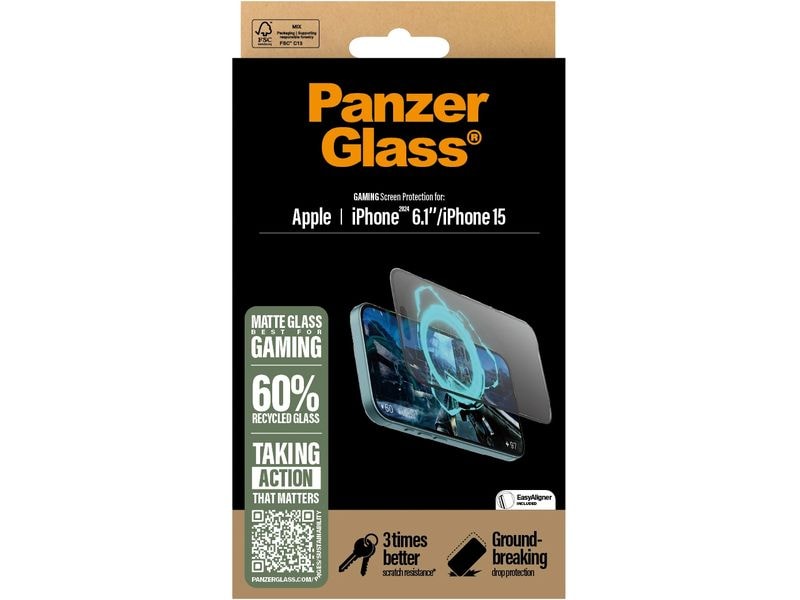 Panzerglass Displayschutz Ultra Wide Fit Gaming iPhone 15/1 Gaming-Display-Schutzfolie für das Apple iPhone 16