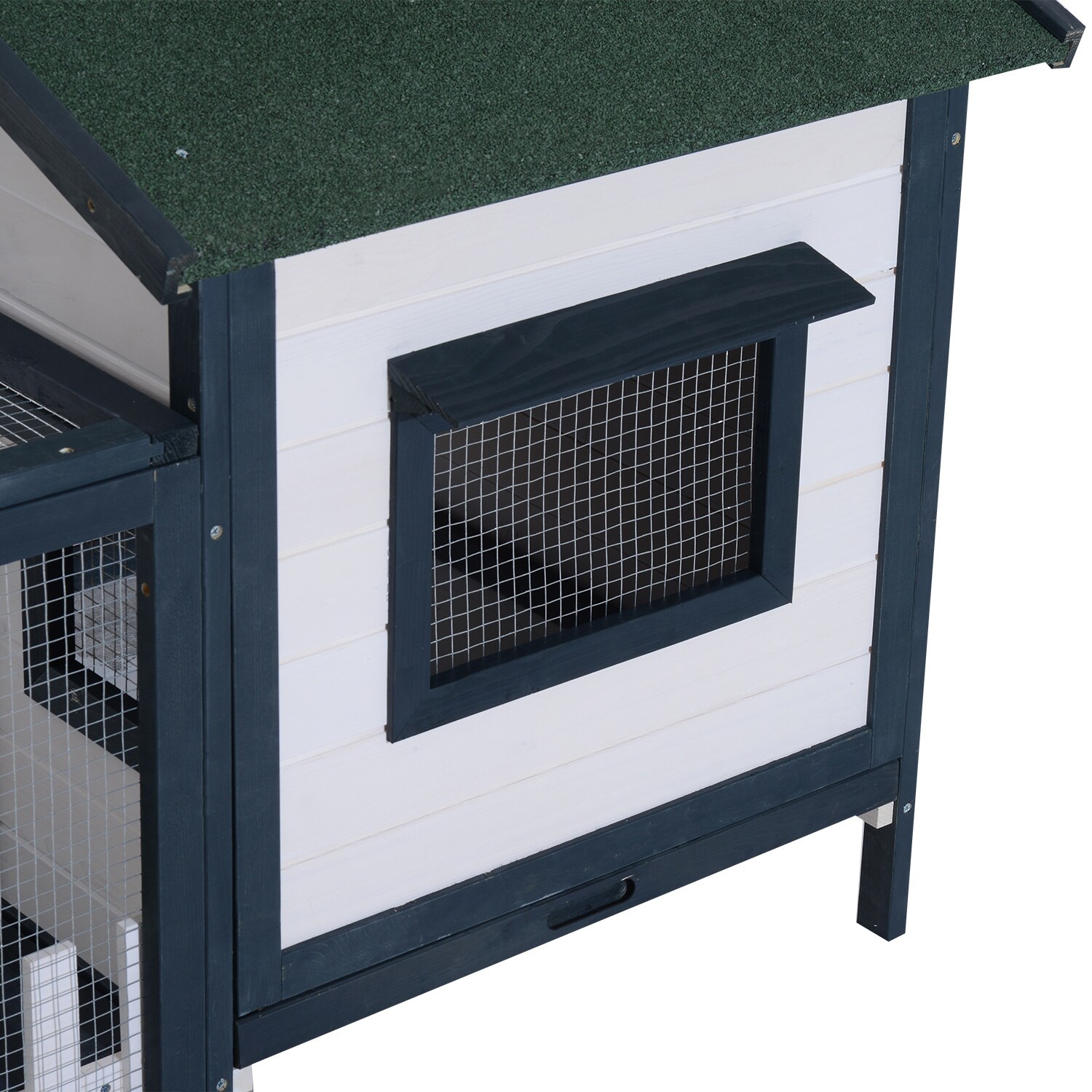 PawHut Meerschweinchenstall mit Freigehege grün, weiß 151 x 78 x 84 cm (LxBxH)