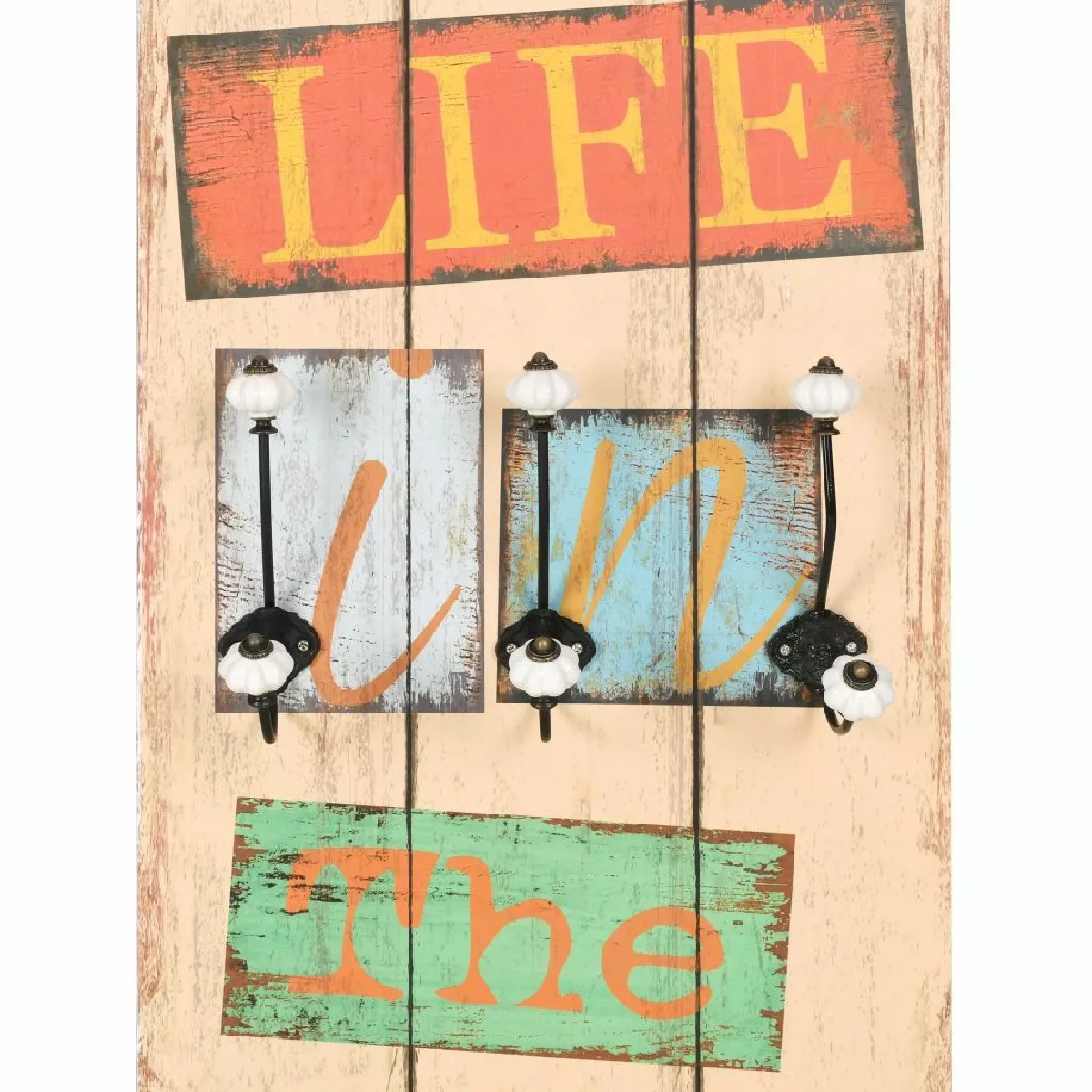 Decoshop26 Porte-manteau Live Life DEC024194