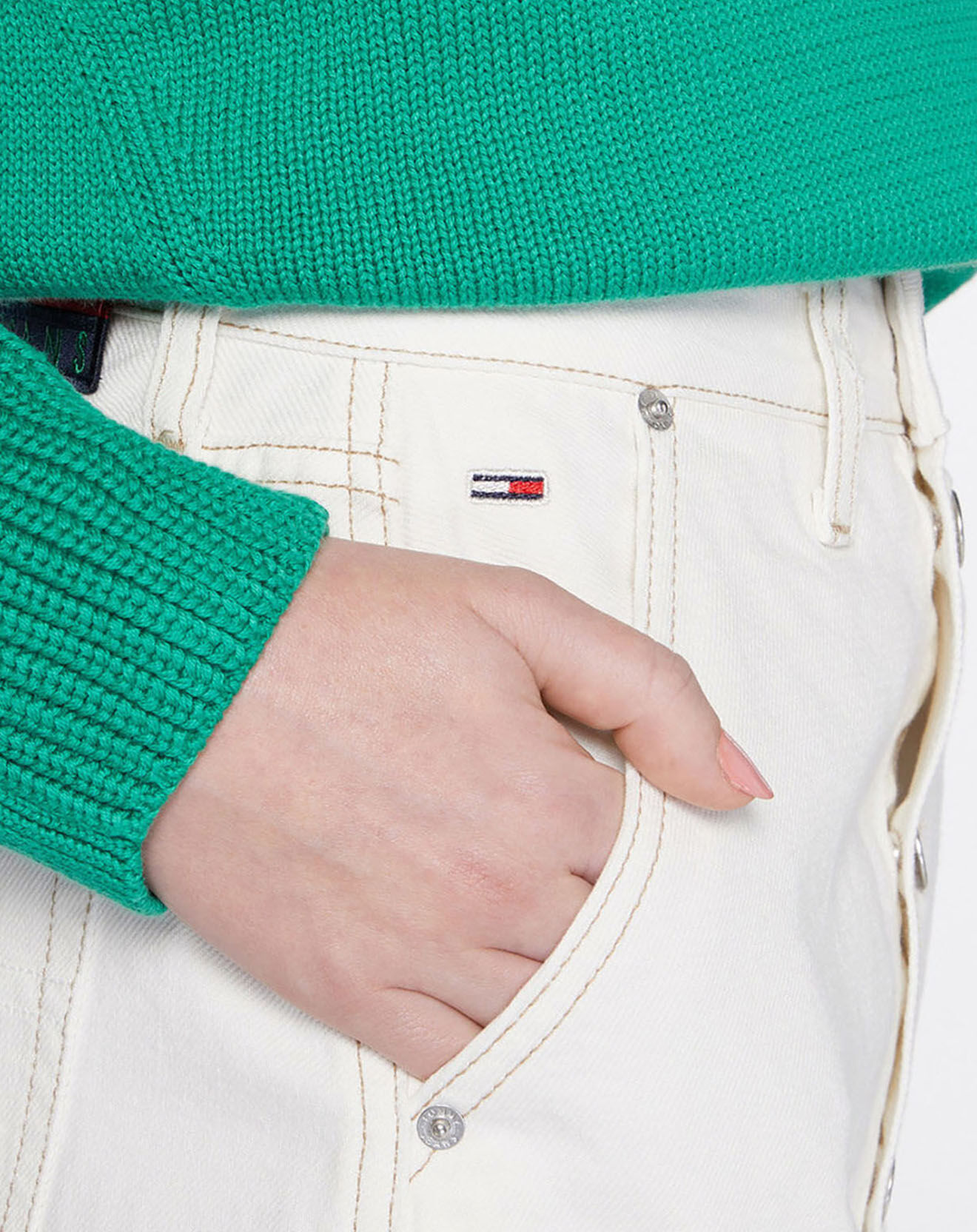 Tommy Jeans Jupe en jean droite a-line écrue