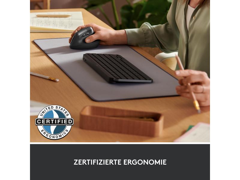Logitech Ergonomische Maus Lift for Business Graphite Komfortable ergonomische Maus mit vertikalem Design für kleine bis mittelgrosse Hände