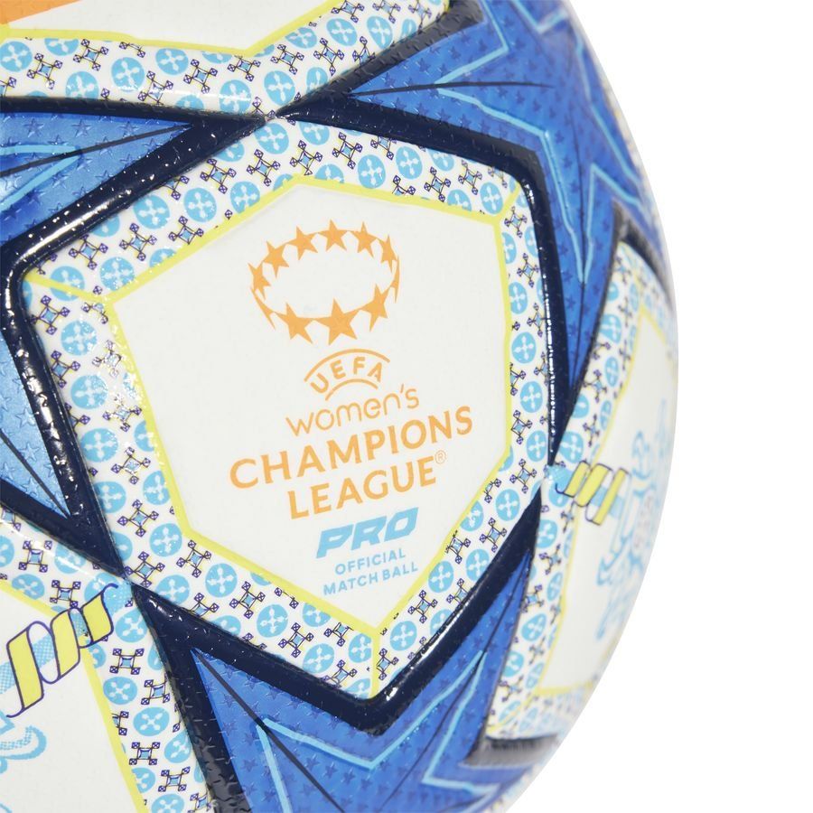 adidas Ballon Femme Champions League Finale 2024/25 Lisbon Pro Ballon de Match - Blanc/Orange/Bleu
