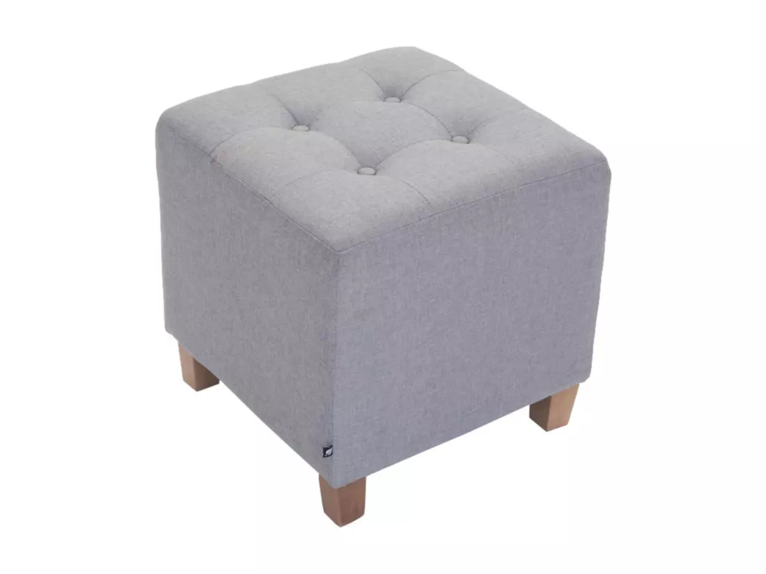 Lot de 2 Tabouret - Tissu & Bois - Gris clair - Pharao