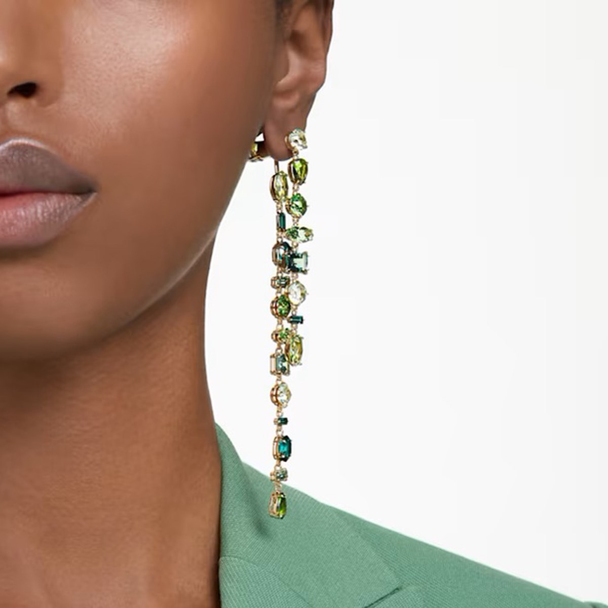 Boucles d'oreilles Swarovski Gema asymétriquesvertes