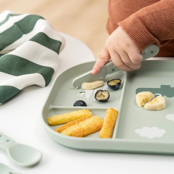 Done by Deer - Foodie Kinderbesteck-Set, Confetti, sand (3er-Set)