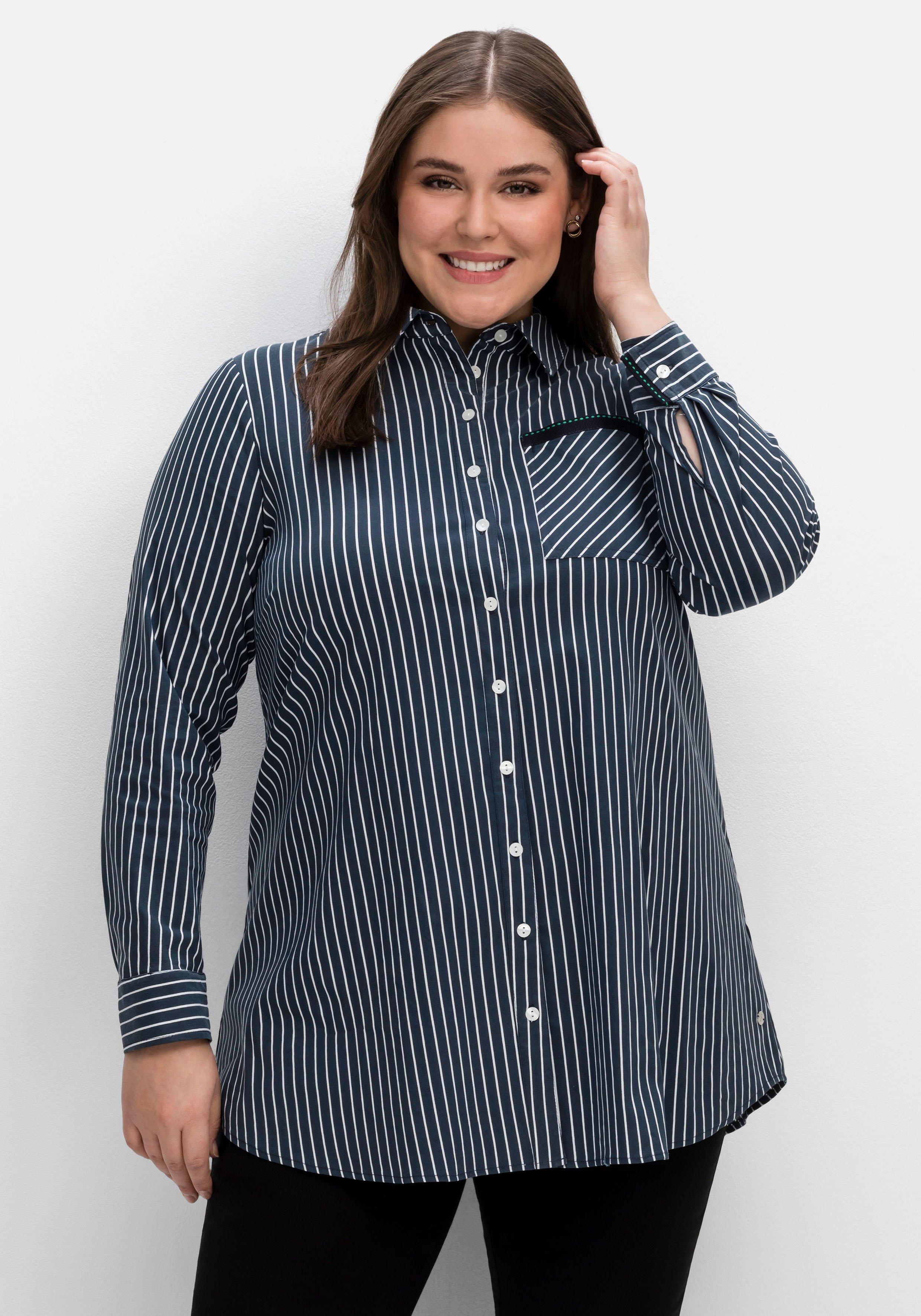 Gestreifte Longbluse in ausgestellter Form