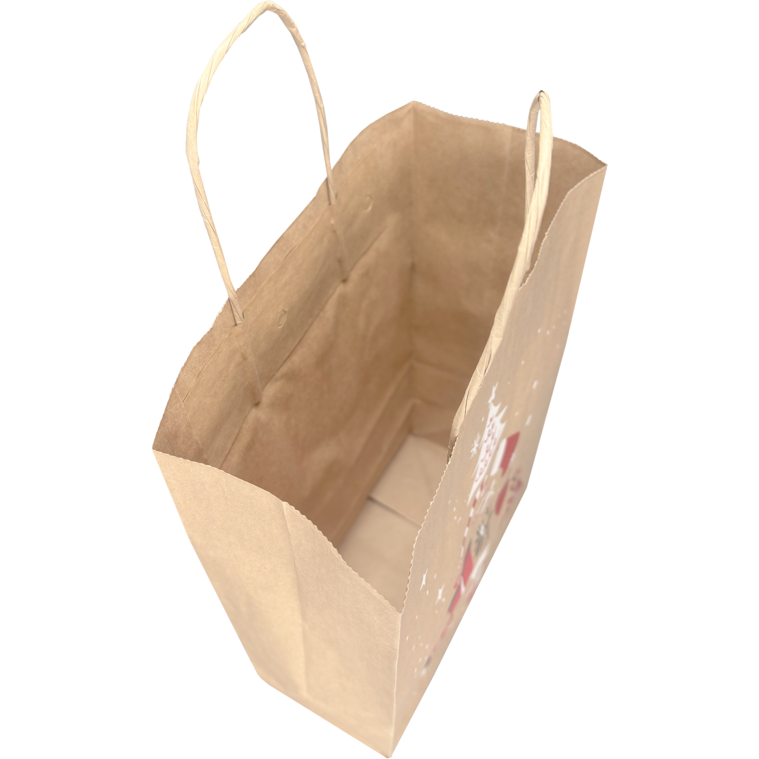 Tas, Boom, Papier, gedraaid papieren koord, 22x 10x31cm, draagtas, bruin/rood/wit/zwart