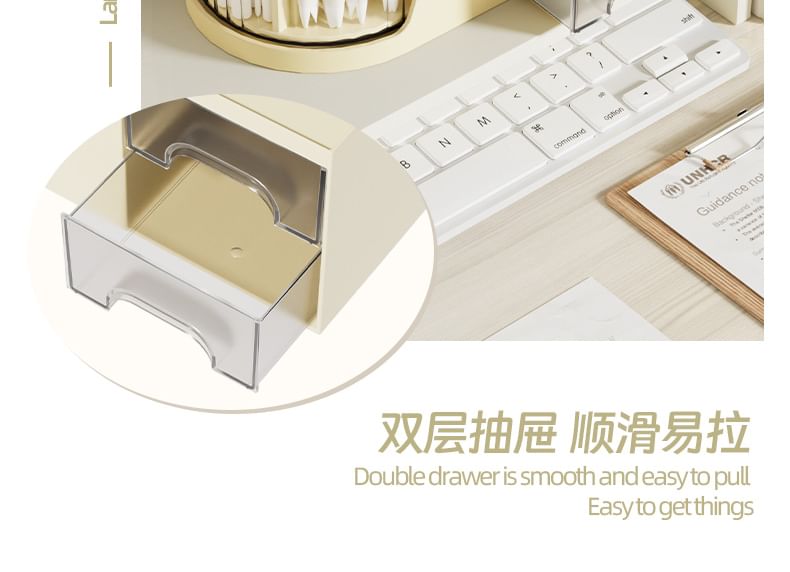 Fenmo - Eenvoudige pennenhouder + effen plastic lade-bureau-organizer - Set