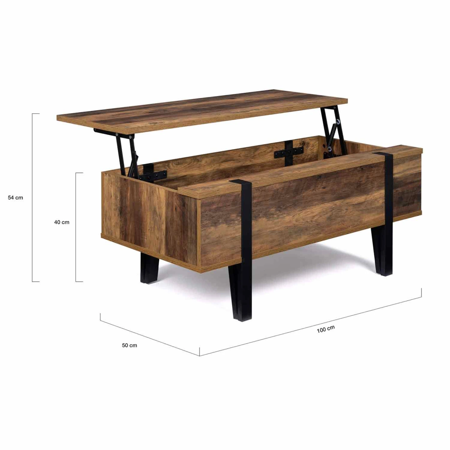 Table basse plateau relevable rectangulaire AUSTRIA bois pied épingle
