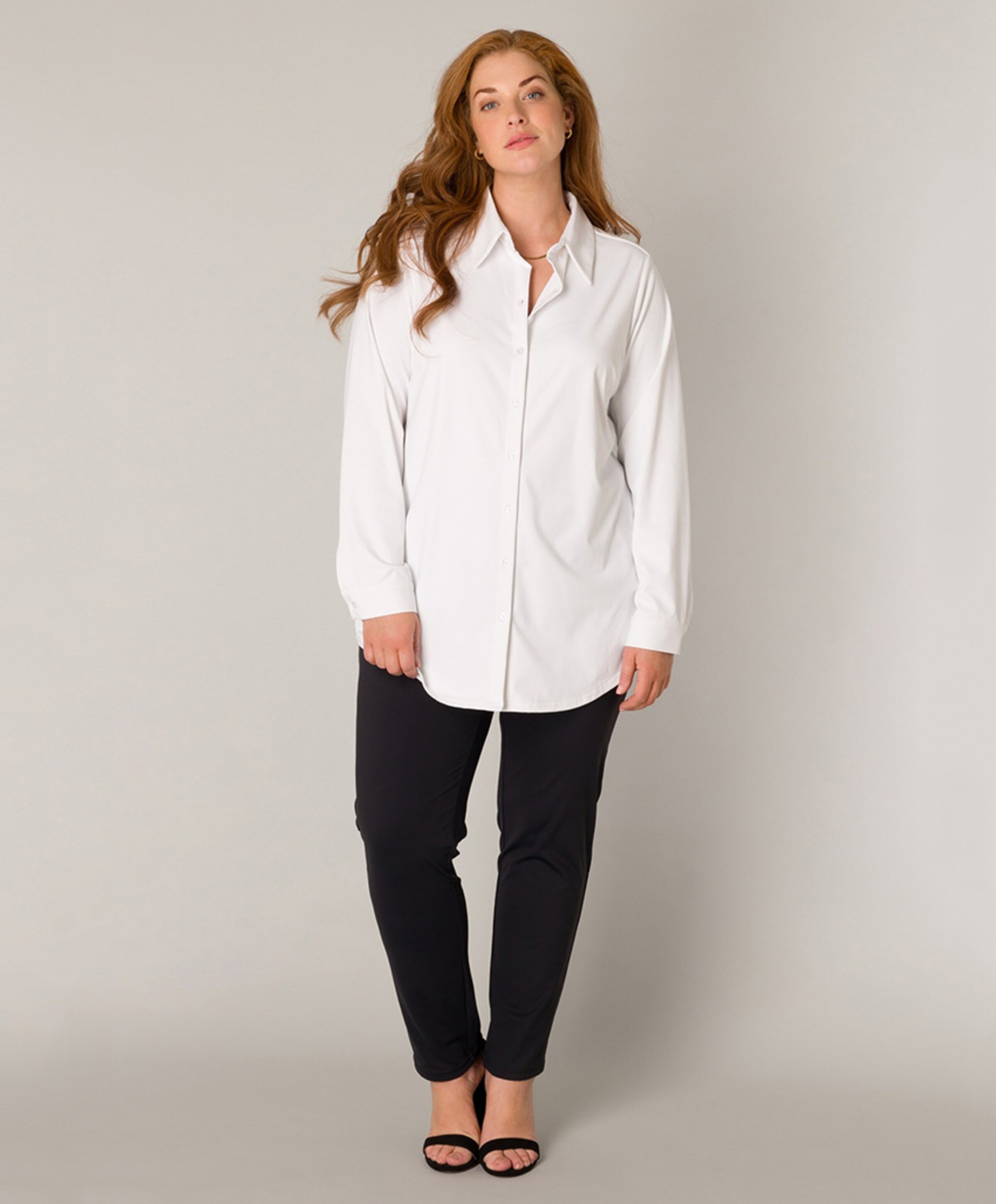 Base Level Curvy Dames blouse wit