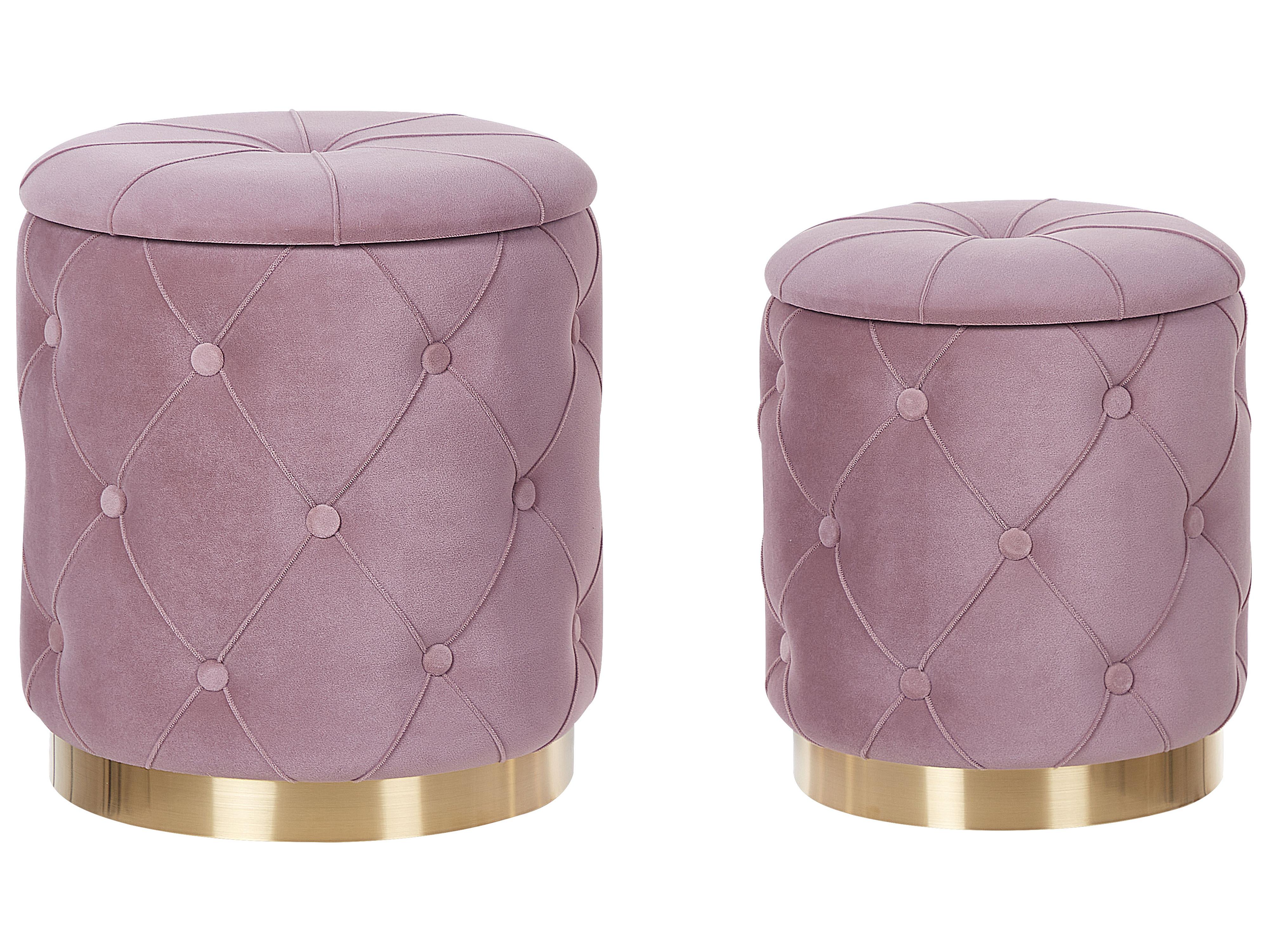 Set van 2 opbergpoefs PUEBLO Fluweel Roze
