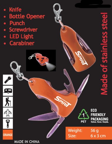 Multitool 5 in 1 mit LED Licht Schlüsselanhänger